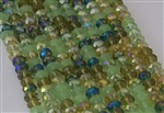 5x8mm Faceted Crystal Designer Glass Rondelle Beads - Mint Julep Mix