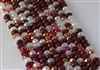 5x8mm Faceted Crystal Designer Glass Rondelle Beads - Red and Mocha Mix