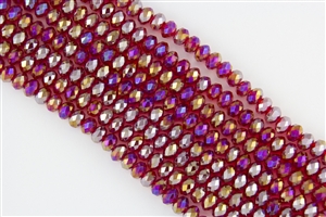 5x8mm Faceted Crystal Designer Glass Rondelle Beads - Ruby AB