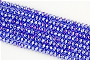 5x8mm Faceted Crystal Designer Glass Rondelle Beads - Sapphire AB