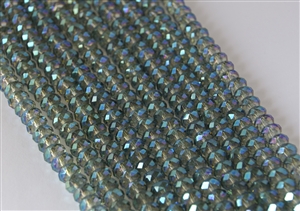 5x8mm Faceted Crystal Designer Glass Rondelle Beads - Veridian Green