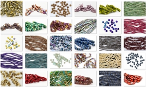 DELUXE - 25 Strands/Bags "Grab Bag Lot" of Pressed Czech Glass Beads