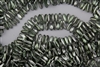 3x10mm Czech Dagger Glass Beads - Pale Peridot Half Silver Coat