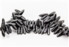 3x10mm Czech Dagger Glass Beads - Etched Jet Black Hematite Metallic