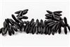 3x10mm Czech Dagger Glass Beads - Etched Jet Black