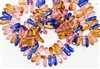 3x10mm Czech Dagger Glass Beads - Gold Marbled Venetian Style Hyacinth Sapphire and Rosaline