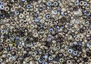 6/0 Czech Seed Beads - Etched Crystal Graphite Rainbow