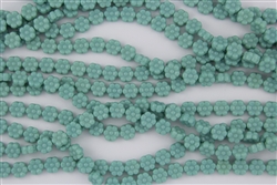 8x4mm Flower Czech Glass Beads - Opaque Turquoise