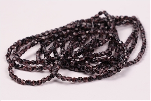 3mm Firepolish Czech Glass Beads - Amethyst Purple Swirl