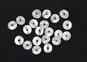 (21) Glinter Silver Substitute Metal Beads - Brushed Potato Chip - 8mm