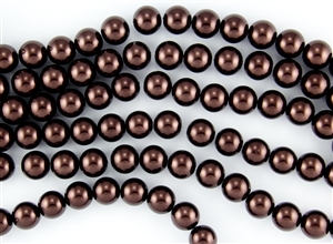 10mm Glass Round Pearl Beads - Brown