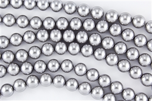 10mm Glass Round Pearl Beads - Grey