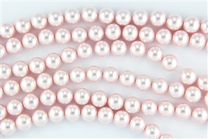 10mm Glass Round Pearl Beads - Pink