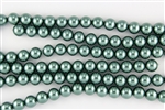 10mm Glass Round Pearl Beads - Teal Green
