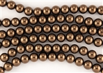 12mm Glass Round Pearl Beads - Bronze