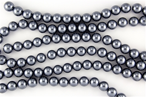 12mm Glass Round Pearl Beads - Dark Grey