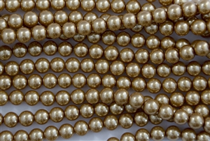 12mm Glass Round Pearl Beads - Khaki