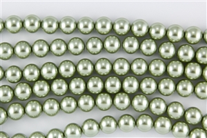 12mm Glass Round Pearl Beads - Sage