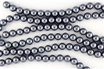 3mm Glass Round Pearl Beads - Dark Grey