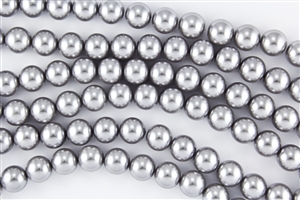 3mm Glass Round Pearl Beads - Grey