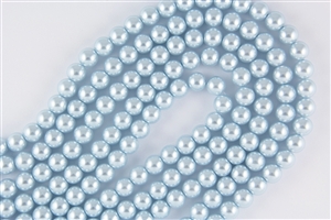 3mm Glass Round Pearl Beads - Silver Blue