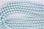 4mm Glass Round Pearl Beads - Baby Blue
