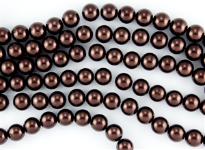 4mm Glass Round Pearl Beads - Brown