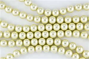4mm Glass Round Pearl Beads - Butter