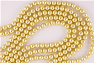 4mm Glass Round Pearl Beads - Champagne