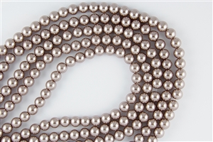 4mm Glass Round Pearl Beads - Cocoa