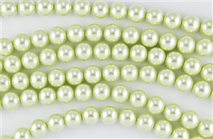 6mm Glass Round Pearl Beads - Baby Lime