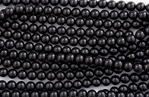 6mm Glass Round Pearl Beads - Black