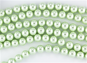 6mm Glass Round Pearl Beads - Mint