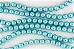 8mm Glass Round Pearl Beads - Blue