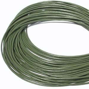 1.5mm Premium Greek Leather Cord - Sold by 1 Yard / 3 Feet - Olive