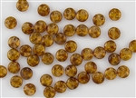 6mm Flat Lentils CzechMates Czech Glass Beads -  Milky Natural Picasso L9
