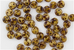 6mm Flat Lentils CzechMates Czech Glass Beads - Beige Picasso L10