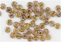 6mm Flat Lentils CzechMates Czech Glass Beads - Transparent Gold Smoke Topaz Luster L14