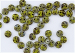 6mm Flat Lentils CzechMates Czech Glass Beads - Olive / Chartreuse Picasso L15