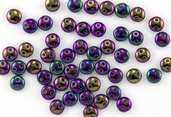 6mm Flat Lentils CzechMates Czech Glass Beads - Iris Purple Metallic L21