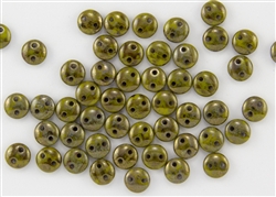 6mm Flat Lentils CzechMates Czech Glass Beads - Olive Chartreuse Bronze Picasso L25