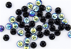 6mm Flat Lentils CzechMates Czech Glass Beads - Jet Black AB L27