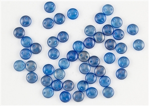 6mm Flat Lentils CzechMates Czech Glass Beads - Azurite Blue Halo L92