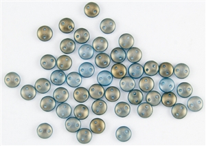 6mm Flat Lentils CzechMates Czech Glass Beads - Shadows Blue Halo L93