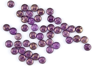 6mm Flat Lentils CzechMates Czech Glass Beads - Regal Purple Halo L98