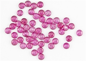 6mm Flat Lentils CzechMates Czech Glass Beads - Candy Pink Halo L99
