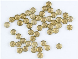 6mm Flat Lentils CzechMates Czech Glass Beads - Gold Linen Halo L100