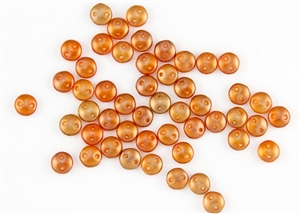 6mm Flat Lentils CzechMates Czech Glass Beads - Sandalwood Orange Halo L101