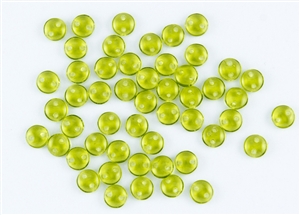 6mm Flat Lentils CzechMates Czech Glass Beads - Olivine Transparent L110