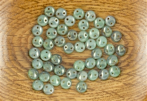 6mm Flat Lentils CzechMates Czech Glass Beads - Milky Turquoise Pink Topaz Luster L135